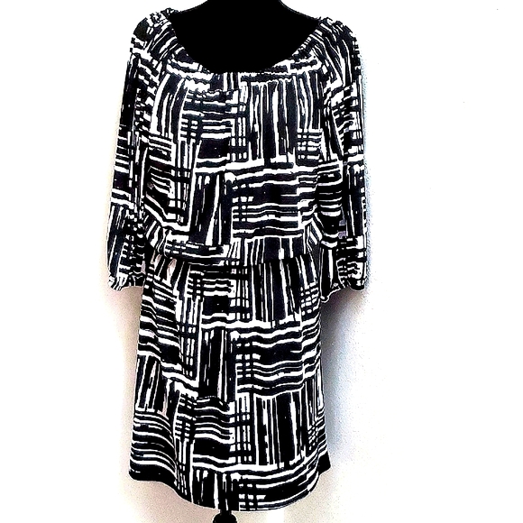 AB Studio Abstract Off Shoulder Mini Dress Size L - Picture 1 of 13